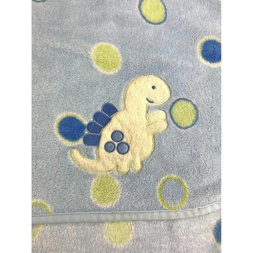 Baby Gear? Blue Polka Dot Dinosaur Blanket Fleece Green Security Lovey Soft